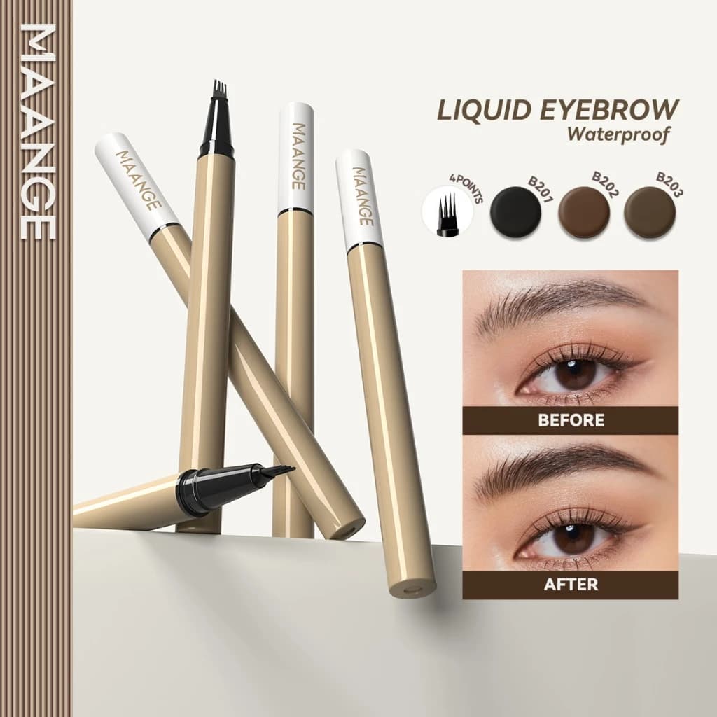 MAANGE Bút Kẻ Mày phẩy sợi 4 nhánh bền màu chống thấm nước 0.5g MG-E03