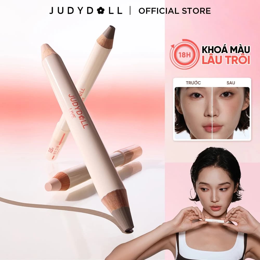 [Judydoll LIVE] Kem Tạo Khối & Bắt Sáng 2 Đầu JUDYDOLL Highlight & Contour Stick Dễ tán Chuẩn màu 3D Lâu trôi 5g