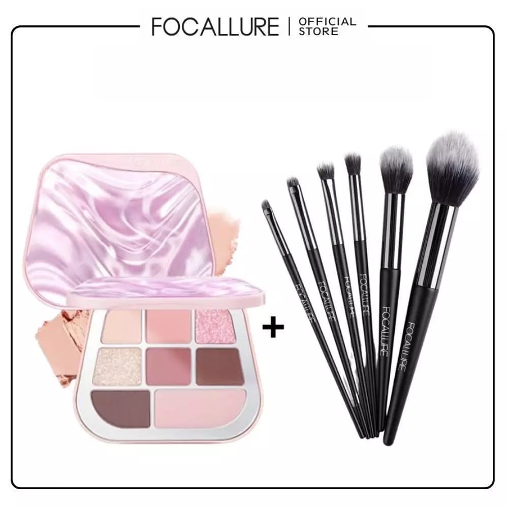 Bảng phấn mắt FOCALLURE Sắc tố cao + Bộ cọ 6 mảnh Dễ dàng pha trộn lâu trôi không ngứa