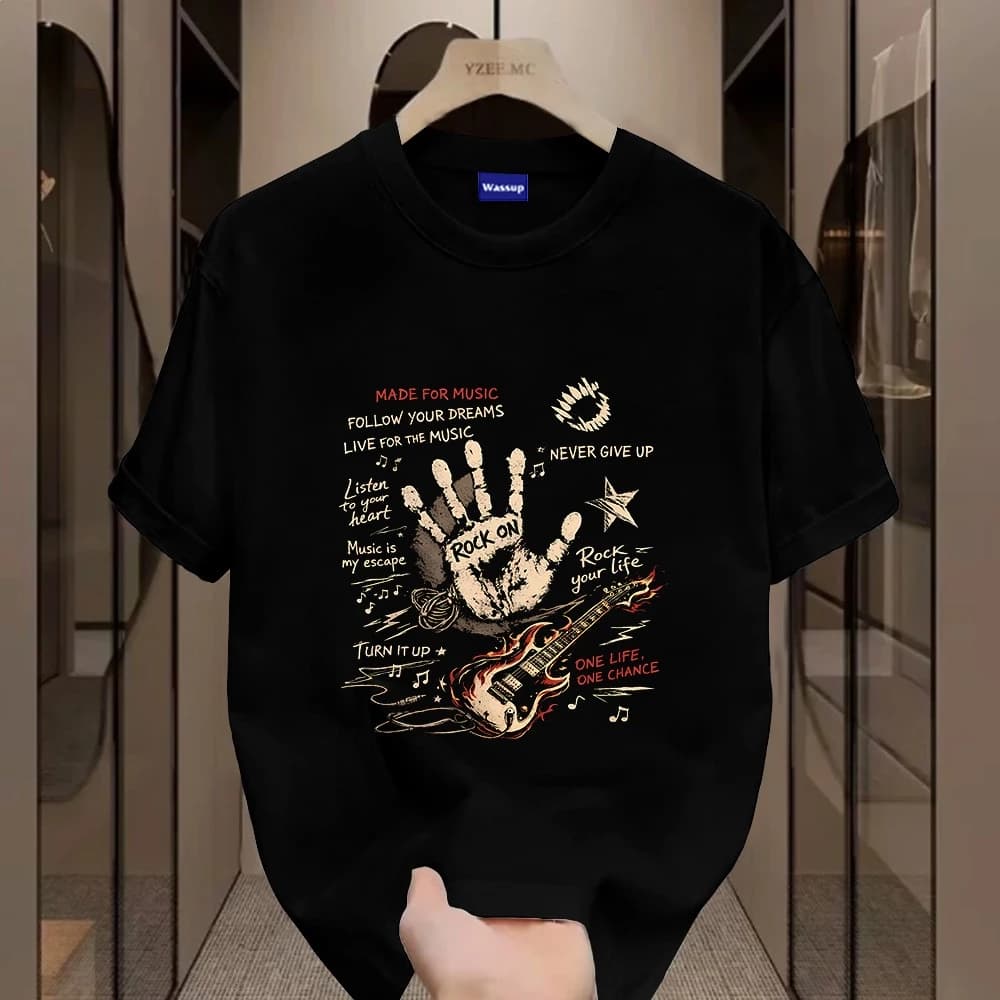 ✨Hàng có sẵn✨ WASSUP mẫu in thời trang - Áo thun nam mới! cotton, thời trang, Unisex.