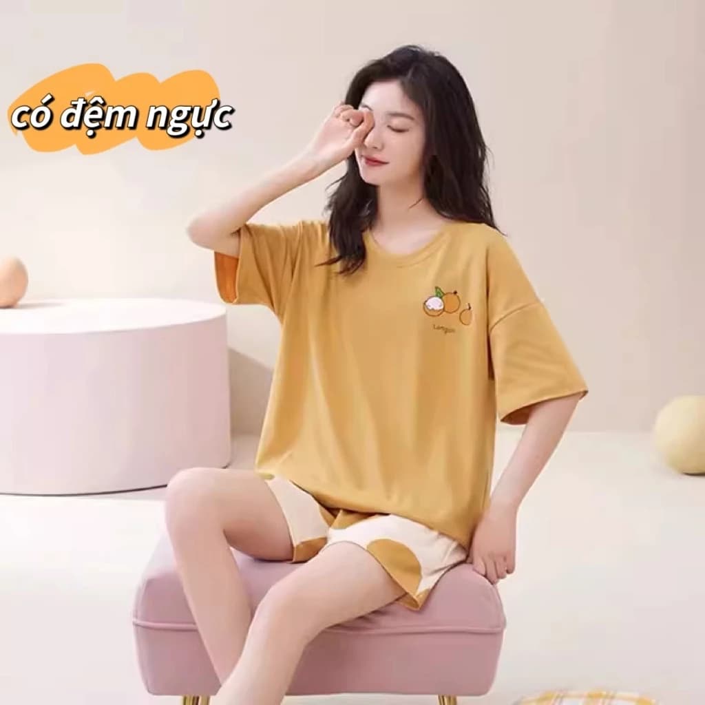 【Mẫu bán chạy có mút ngực】 Bộ đồ ngủ mùa hè chất lượng cao, tay ngắn - quần short. Đồ mặc nhà phiên bản nâng cấp, khuyến mãi đặc biệt.