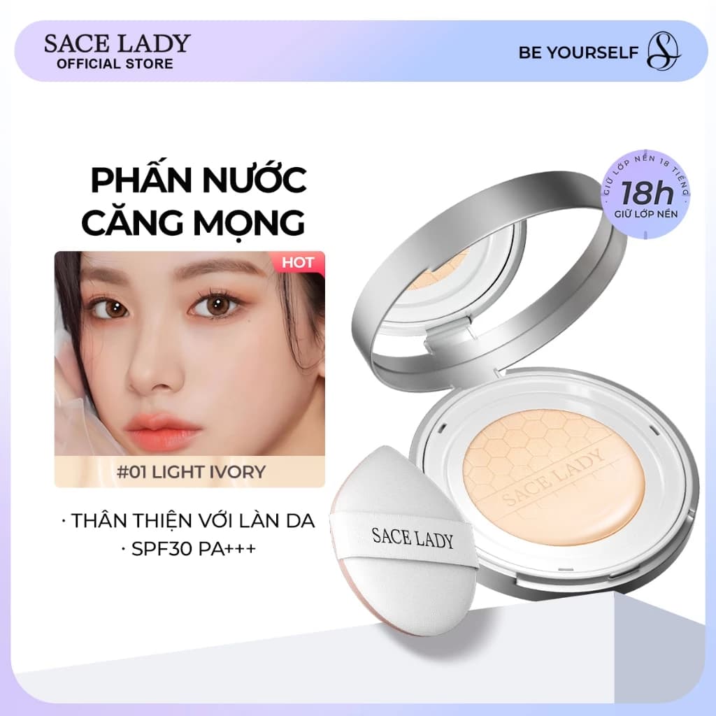 BB Cushion SACE LADY Phấn Nước Kem Chống Thấm Nước Kiểm Soát Dầu Lâu Trôi SPF30 10g