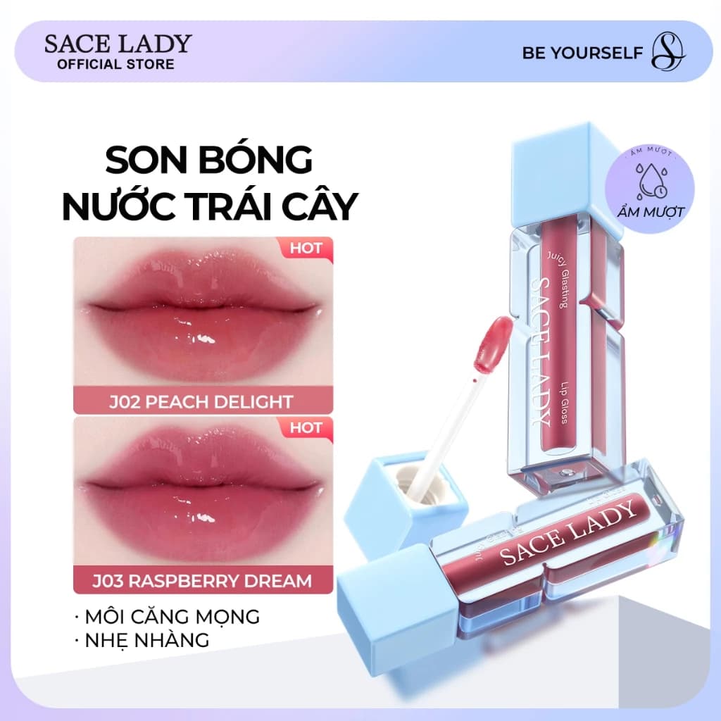 Son Bóng SACE LADY Dưỡng ẩm Căng Bóng Trang điểm Môi Mềm Mịn Juicy 2.7g