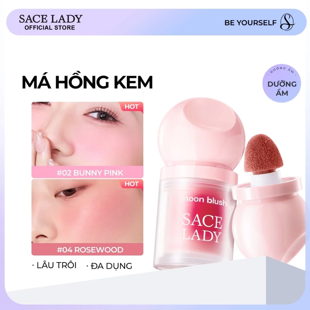 kem má hồng lười SACE LADY, lâu trôi, không thấm nước, dễ áp dụng, đa năng để trang điểm mặt 3.8g