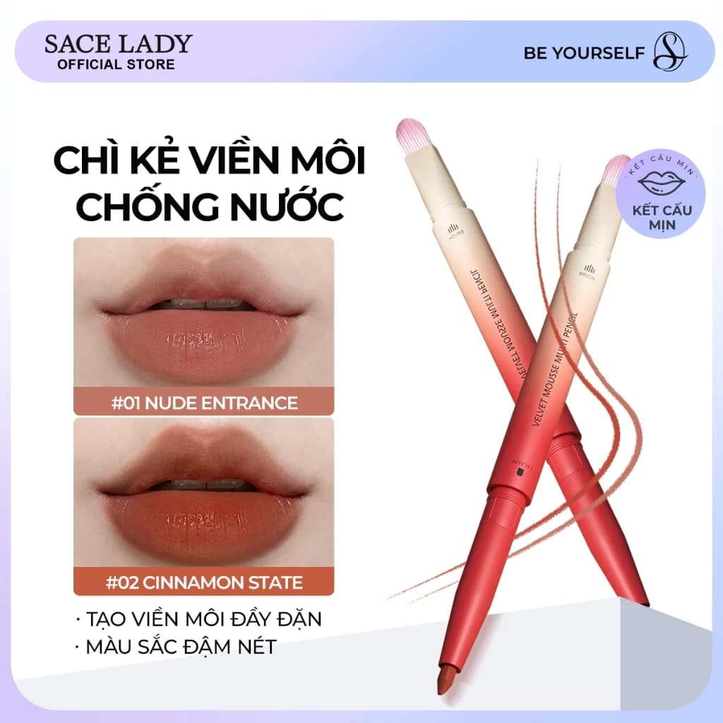 Chì Kẻ Viền Môi SACE LADY Bút kẻ môi Sắc Tố Cao Kết cấu mịn màng Trang Điểm Cho Nữ
