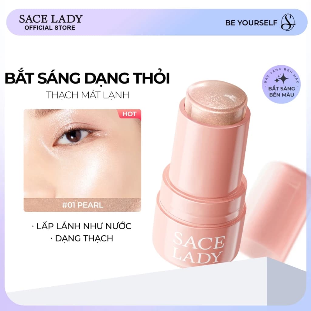 Phấn Bắt Sáng Highlight SACE LADY Dạng Thỏi  Nước Rạng Rỡ Lâu Trôi Phát Sáng Kết Cấu Thạch độc đáo
