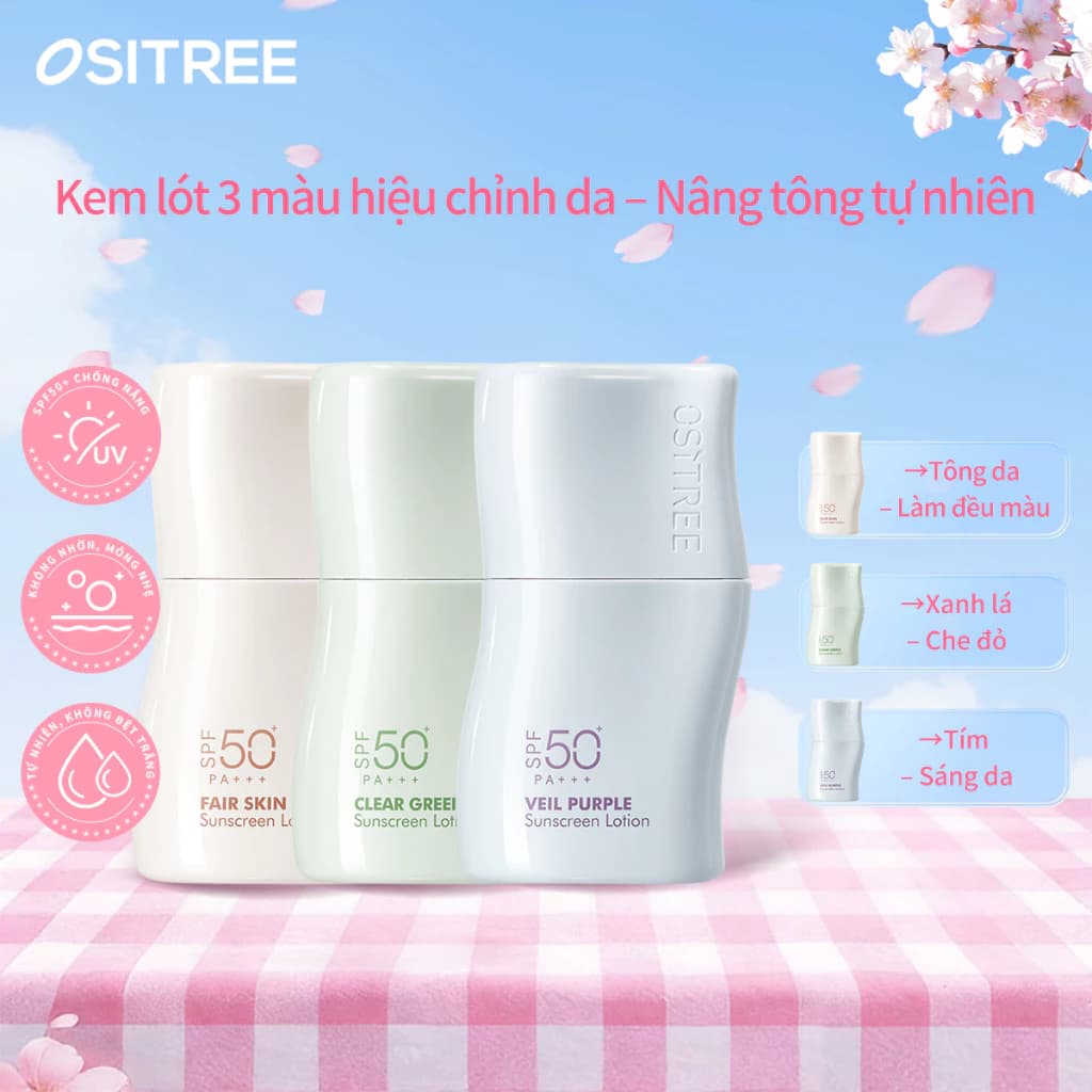 [LIVE] Ositree Kem chống nắng Liusimu Kem trang điểm chống mồ hôi chống tia cực tím 3 trong 1 32g