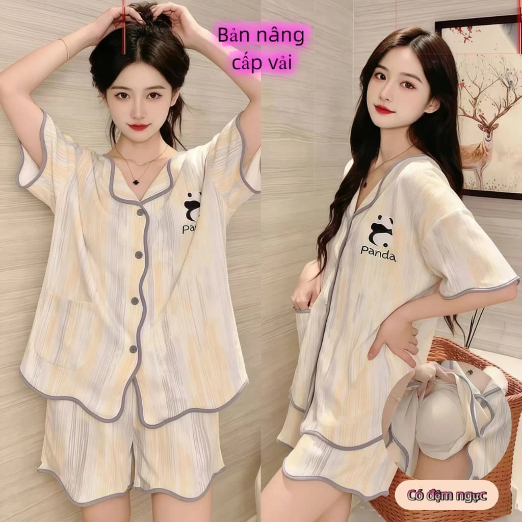 【Mã giảm giá-MI3PF738】Bộ Đồ Ngủ Nữ Cài Nút Có Đệm Ngực Tay Ngắn Quần Short - Chất Cotton Mây Cao Cấp, Mềm Mịn Như Tơ, Mỏng Nhẹ Thoáng Khí - Kiểu Dáng Dễ Thương, Mặc Nhà Hay Đi Chơi Đều Đẹp | HÀNG HOT MÙA XUÂN 2026