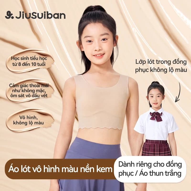 Áo Ngực Bé Gái Mới Phát Triển JiuSuiban (8-12 Tuổi) Áo Lá Học Sinh Vô Hình Modal 80S Chống Nhú Mặc Đồng Phục