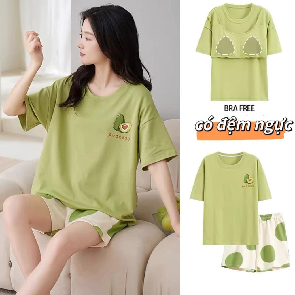 【HOT – GIÁ SỐC】Bộ đồ ngủ mùa hè tay ngắn quần short CÓ MIẾNG ĐỘN NGỰC – Bán chạy nhất, mặc nhà thoáng mát