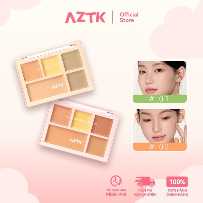 AZTK Bảng Che Khuyết Điểm Nhiều Màu Concealer Palette Lâu Trôi Che Phủ Tự Nhiên 9g