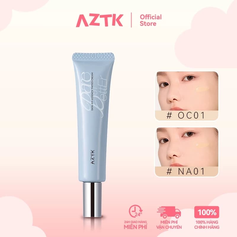 AZTK Kem Nền Tinh Chất Có Màu Dưỡng Ẩm Nâng Tone Che Phủ Nhẹ Lâu Trôi Mịn Da 35ml