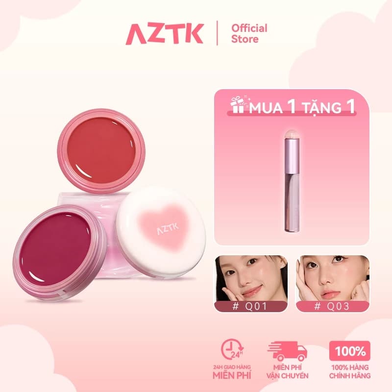 AZTK Má Hồng Kem Son Môi 2 Trong 1 Tự Nhiên Lâu Trôi Mềm Mịn 1.9g