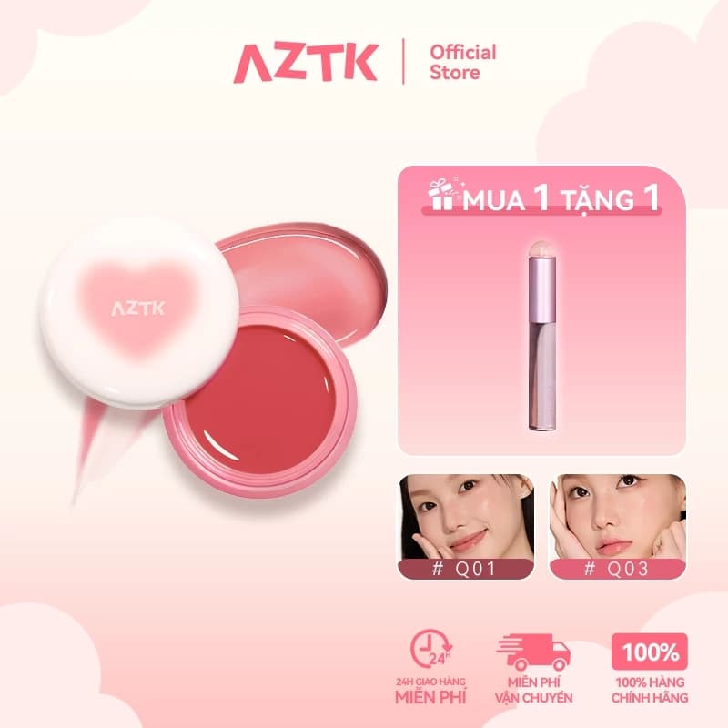 AZTK Má Hồng Kem Son Môi 2 Trong 1 Tự Nhiên Lâu Trôi Mềm Mịn 1.9g