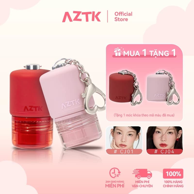 AZTK Son Bóng Lip Tint Căng Bóng Mềm Môi Ẩm Mượt Lâu Trôi Không Bết Dính 5g