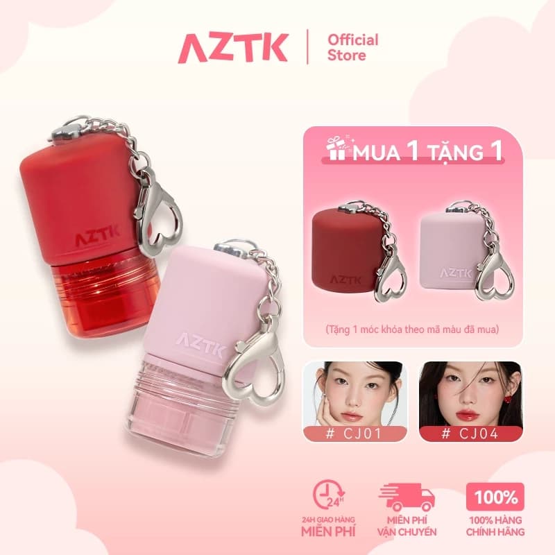 AZTK Son Bóng Lip Tint Căng Bóng Mềm Môi Ẩm Mượt Lâu Trôi Không Bết Dính 5g