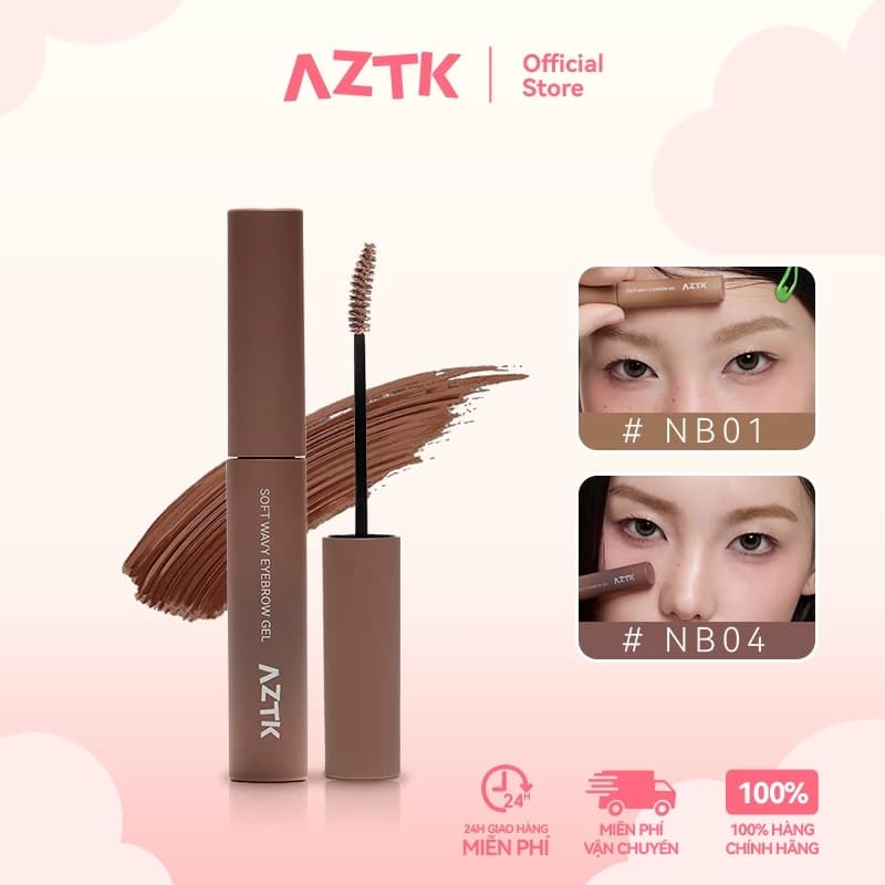 AZTK Mascara Lông Mày Kẻ Mày Tự Nhiên Chống Nước Lâu Trôi Không Lem 1.9g