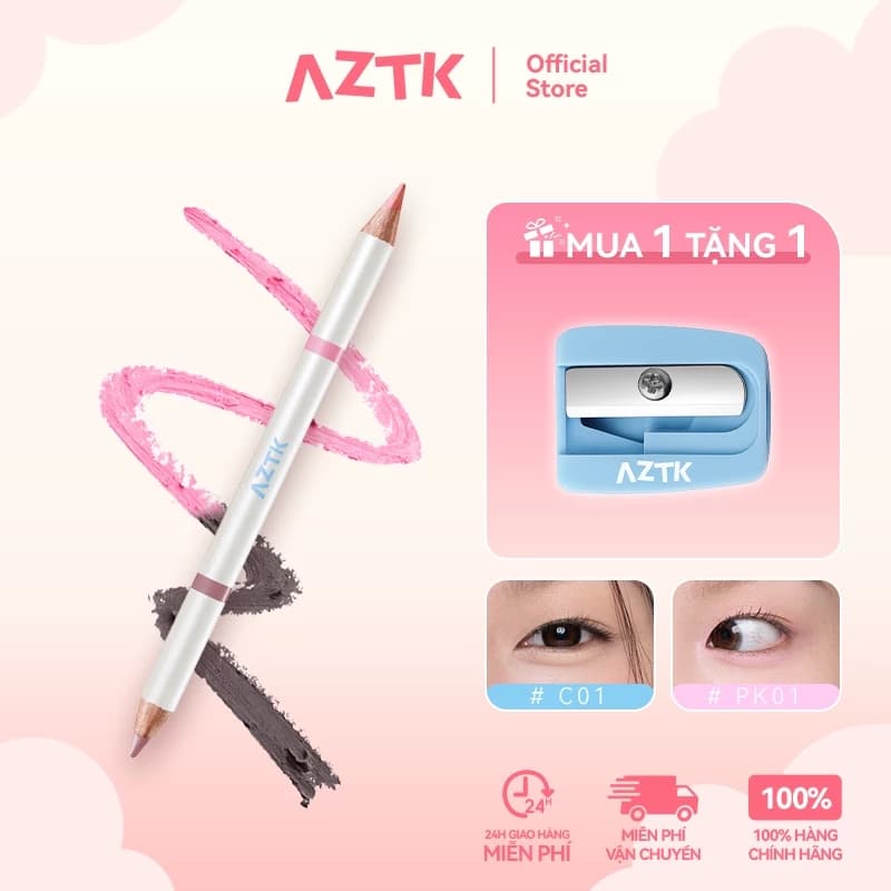AZTK Bút Tạo Bọng Mắt 2 Đầu Aegyo Sal Nhũ Lì Tự Nhiên Lâu Trôi Dễ Kẻ 600mg