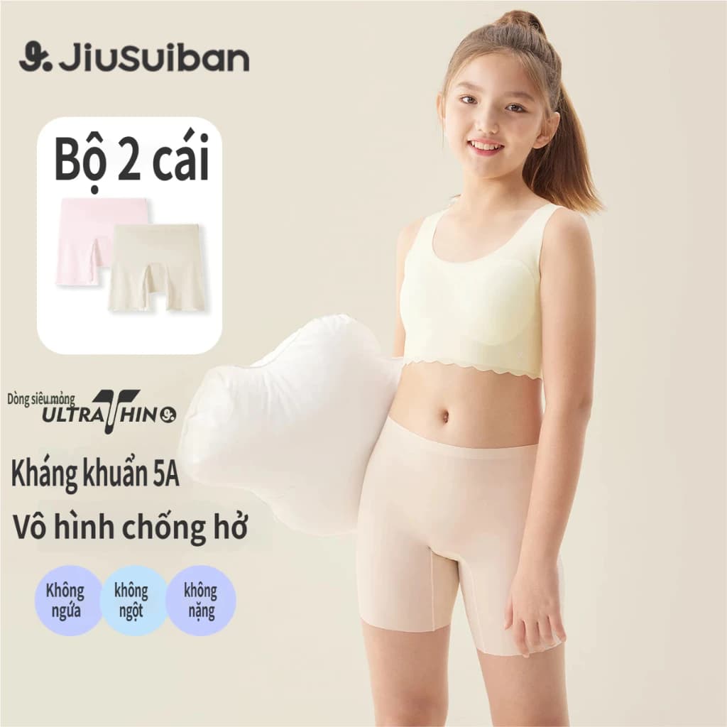 [Combo 2 Quần]Quần Bảo Hộ Bé Gái JiuSuiban Không Viền Đáy Kháng Khuẩn 5A Thiết Kế 2 Trong 1 Mặc Thay Quần Lót Chống Lộ