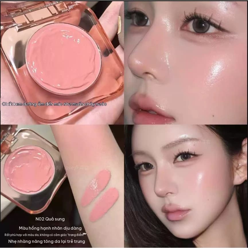 Kem Phấn má hồng dưỡng ẩm Màu sắc tự nhiên Kết xuất mượt mà Sức sống tự nhiên Kem bóng nước tự nhiên Độ bóng cao Sửa chữa Bảng phấn má hồng