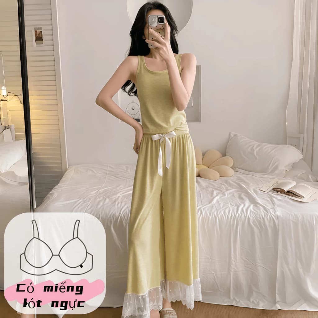 Bộ đồ ngủ nữ cotton mát / sợi lạnh dáng rộng áo ba lơ + quần đùi màu trơn【mới 2026 – mặc nhà hay đi chơi】