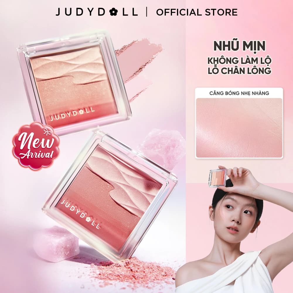 [MỚI] Phấn Má Hồng Nhũ Nhẹ JUDYDOLL Satin Blush Căng bóng Mịn lì Không lộ lỗ chân lông Tệp da Bắt sáng Tự nhiên 5g