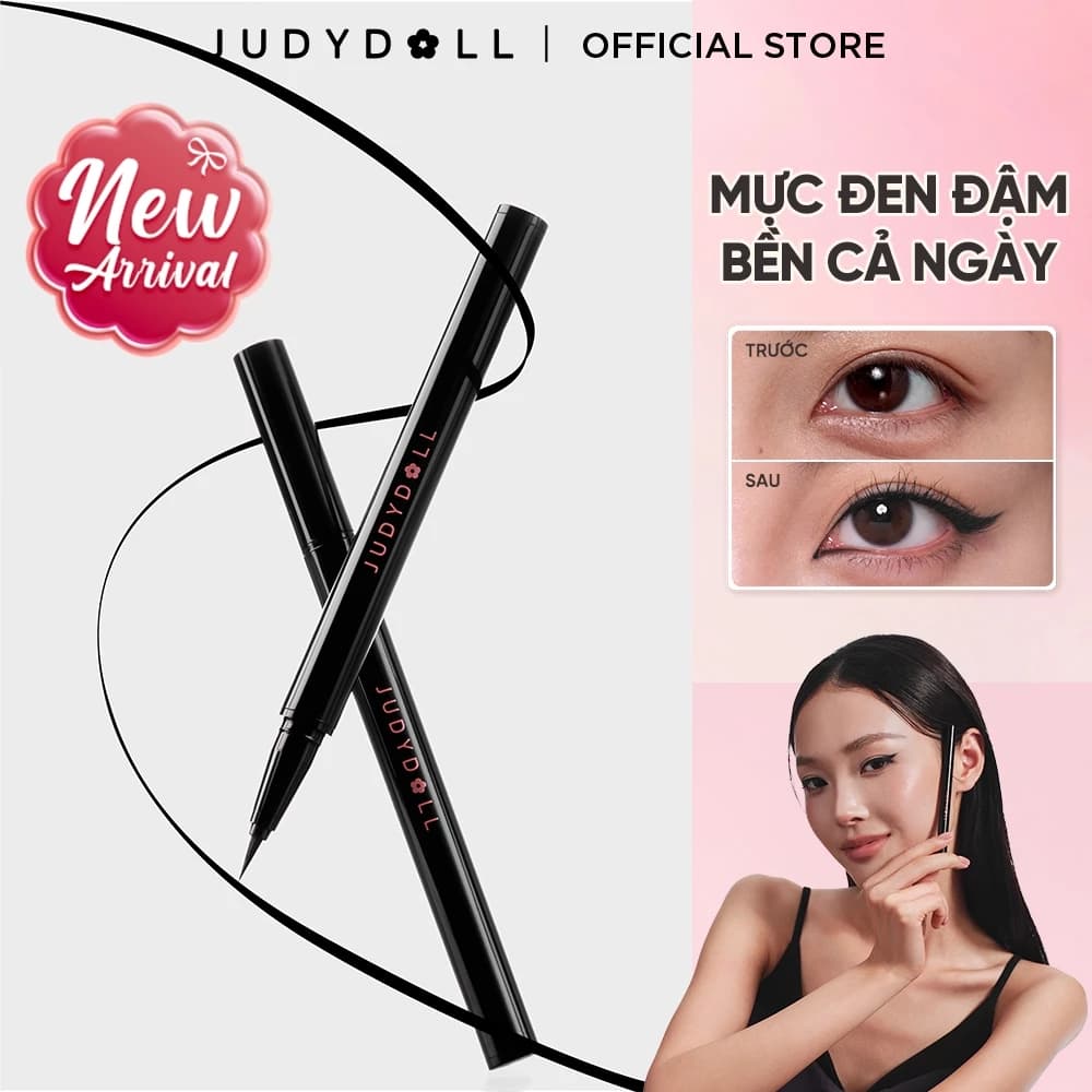 Bút Kẻ Mắt Nước Đen Đậm JUDYDOLL Ink Glider Liquid Eyeliner Nét mảnh mướt Đều mực Chống lem Chống Nước Lâu trôi 30h 0,5ml