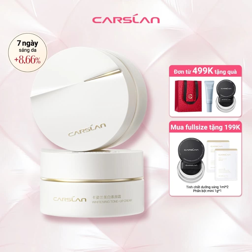 【Lucie】Kem nâng tone Carslan 28 ngày sáng da mờ thâm makeup nhẹ nhàng trong trẻo chỉ trong 10s 50g