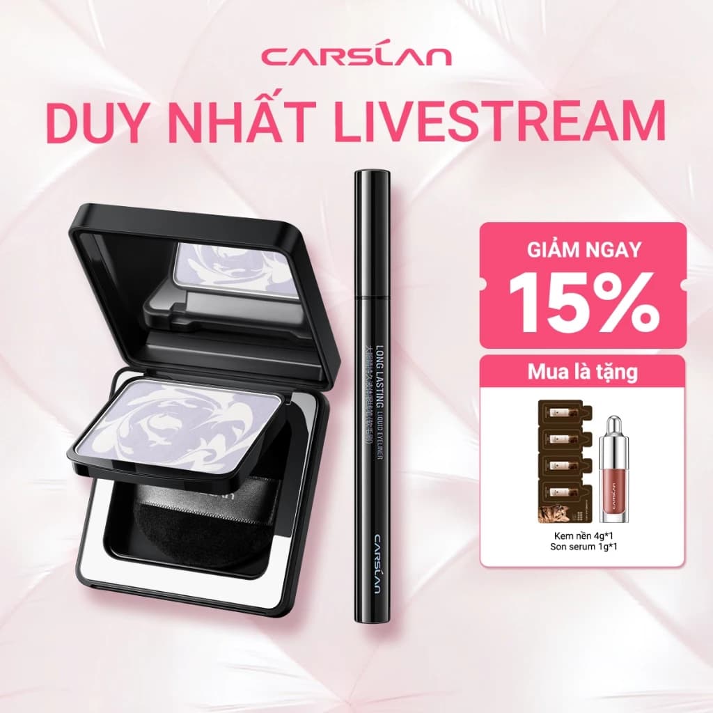 【DUY NHẤT LIVESTREAM】 【Combo】Phấn phủ Black Magnet Carslan 8g + Bút Kẻ Mắt Nước Siêu Sắc Mảnh Carslan