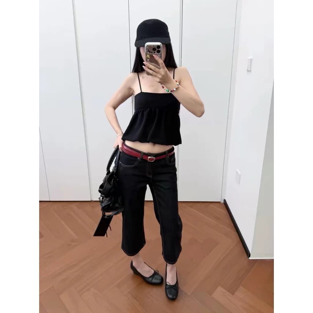 [Seeyou studio] Quần jean Capri Denim thô giản đa năng Hàn Quốc dành cho nữ, Quần crop Slim fit giản dị mùa hè6262