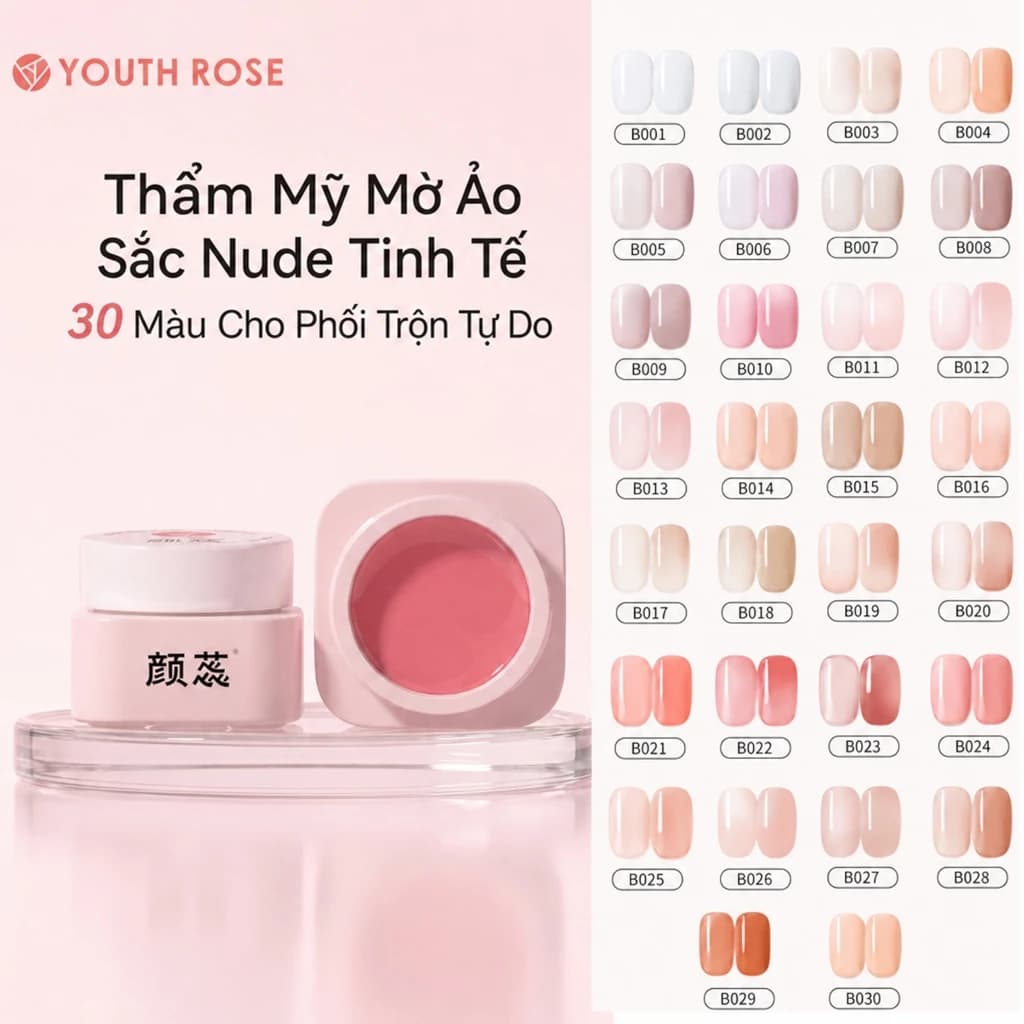 YouthRose Gel Nude 5g | Màu Quốc Dân Hot Trend | Lên Màu Tự Nhiên Cho Nail Salon