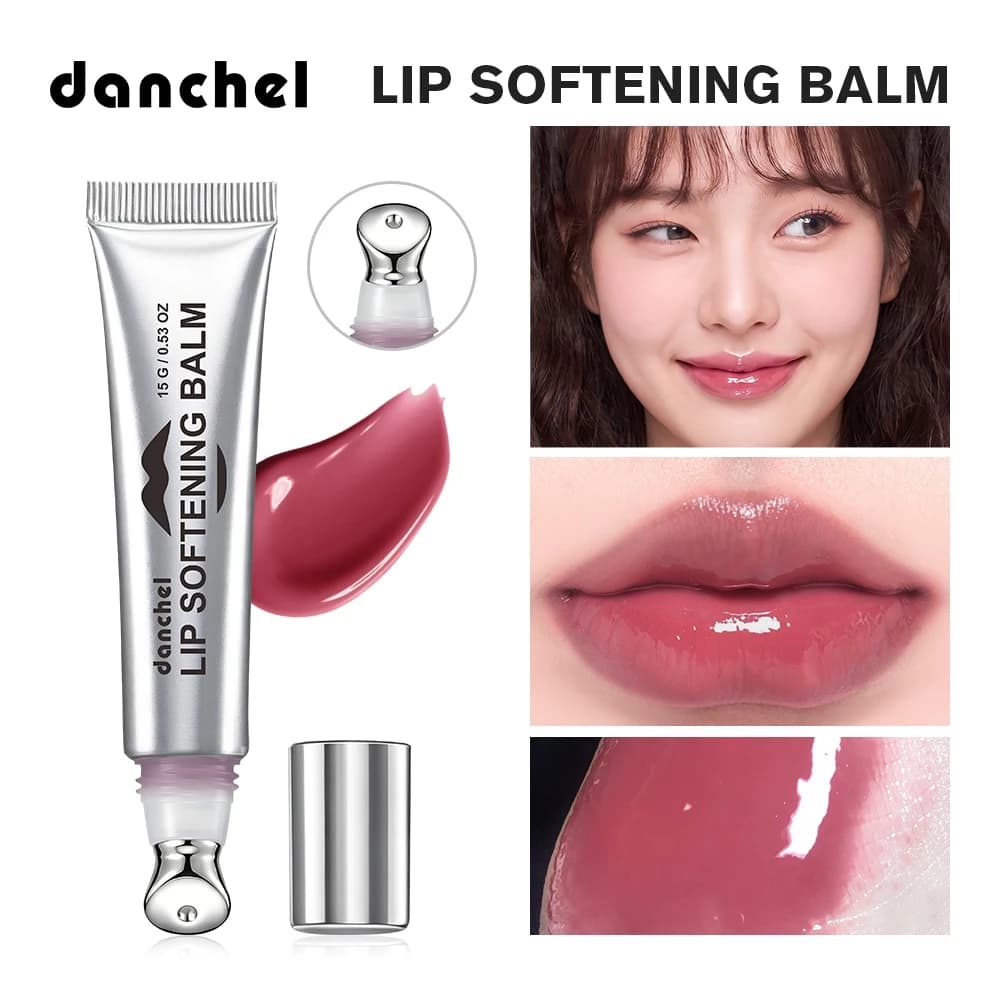 Danchel Lip Softening Balm Tẩy Tế Bào Chết Peptide Lip Gloss Glassy Hydrating Lip Mask Làm Mát Kim Loại Applicator 6 Màu Lâu Dài Không Dính Chăm Sóc Môi