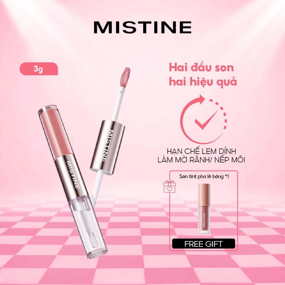 Son môi hai đầu giữ màu lâu MISTINE Sáng da tự nhiên Không dễ dính cốc 3g