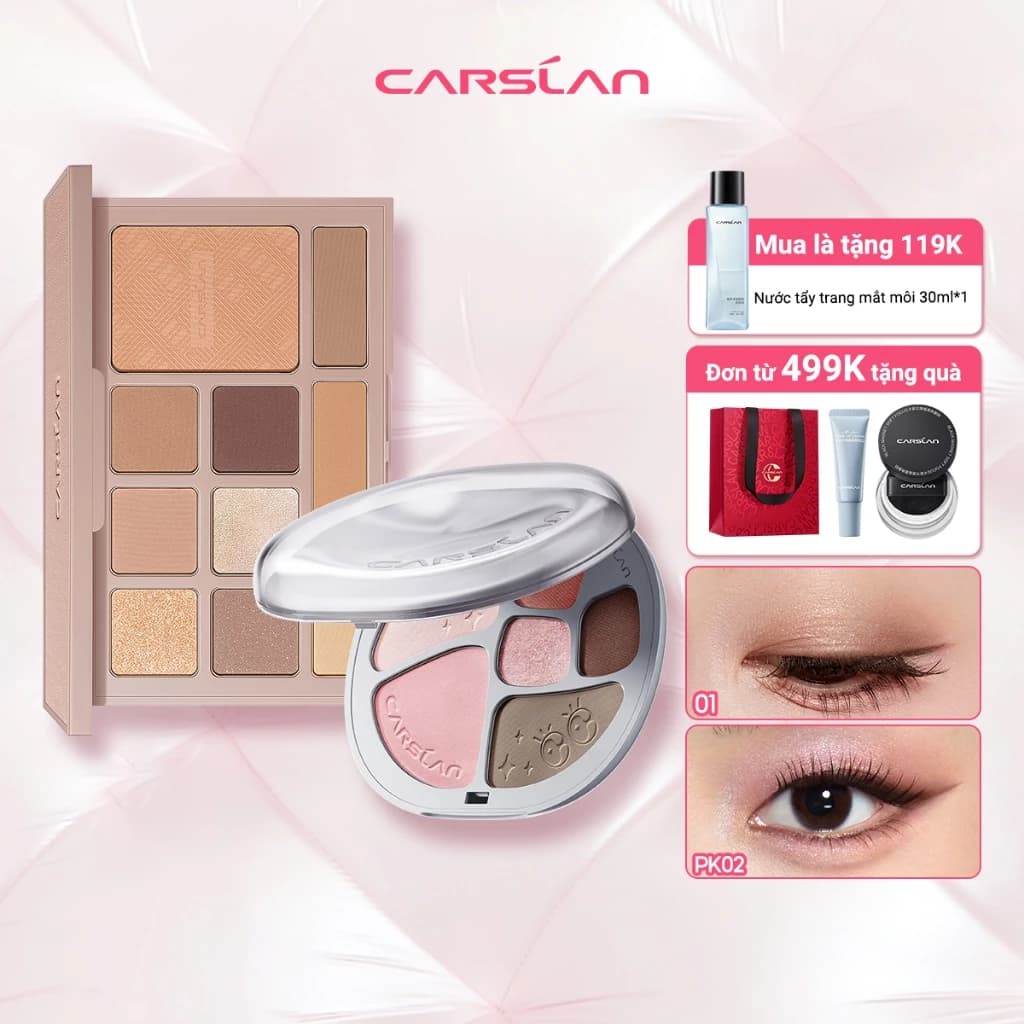 Bảng Phấn Mắt Carslan 10 Màu Trang Điểm Đa Chức Năng Phấn Má Hồng Phấn Bắt Sáng Tạo Khối Người mới bắt đầu phải mua 12g