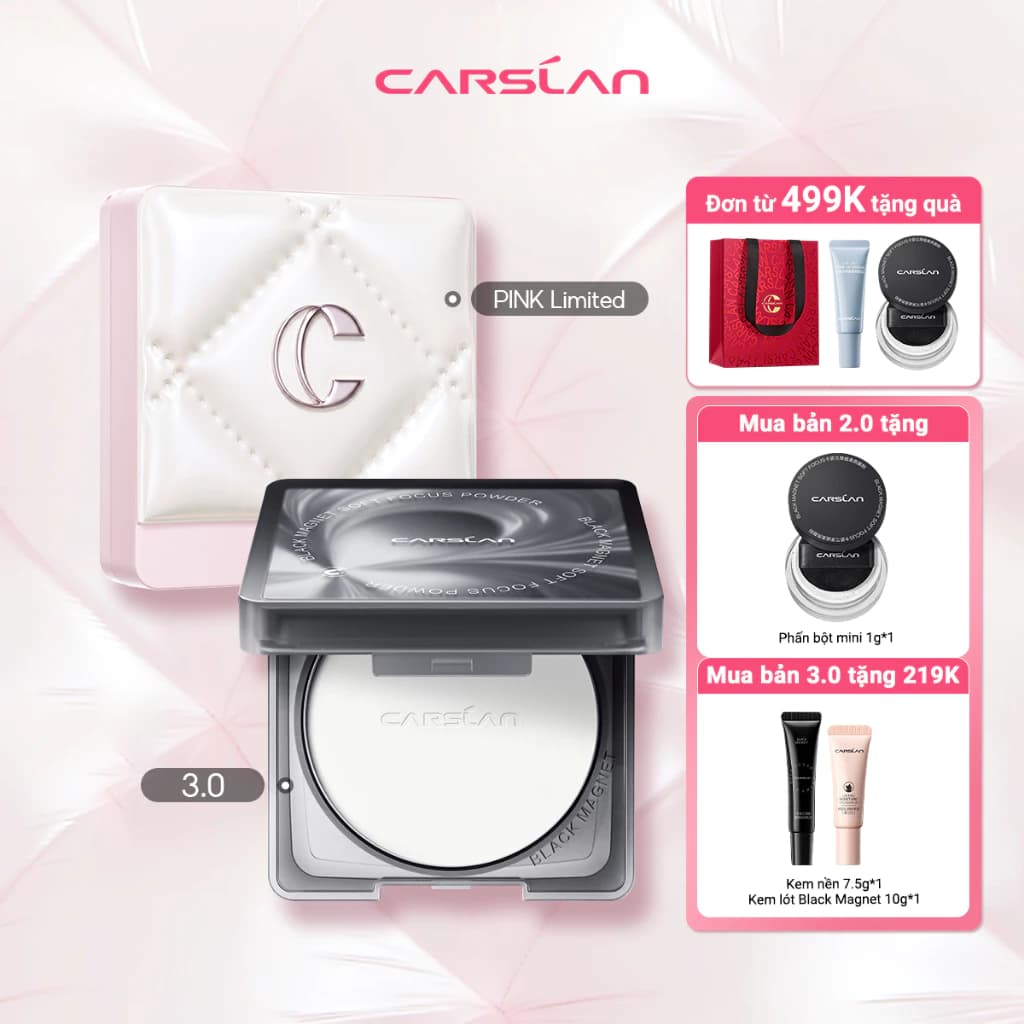 【Lucie】Phấn Nén kiềm dầu Carslan Black Magnet Soft Mist 24h Phấn Phủ trang điểm Mềm Mại Lâu Trôi 8g