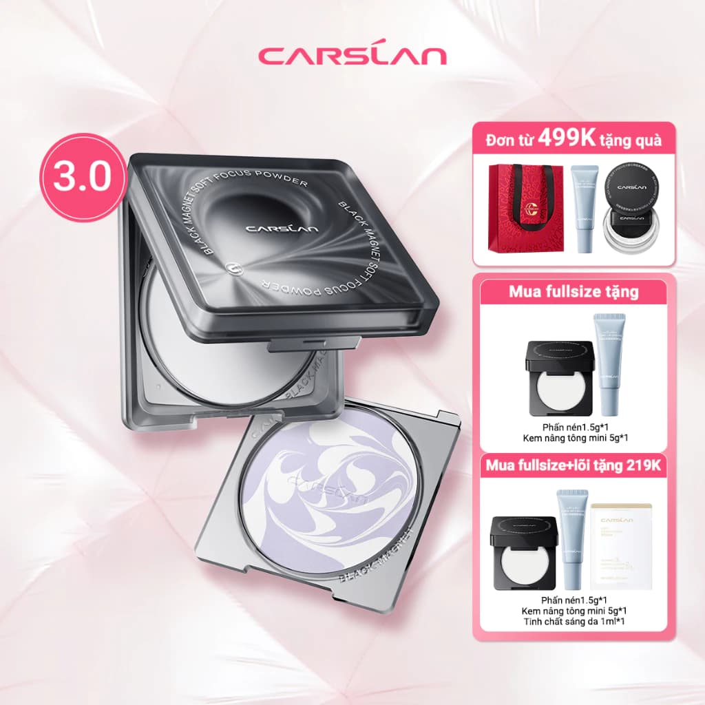 Phấn nén Carslan Black Magnet 3.0 kiềm dầu phù hợp da dầu da hỗn hợp 8g