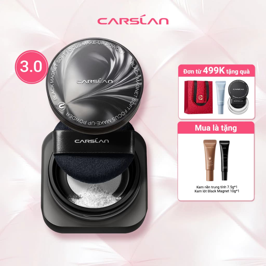 Phấn phủ Carslan Black Magnet 3.0 kiềm dầu bền nền giữ ẩm da 24H hiệu quả hút dầu +105% 8g