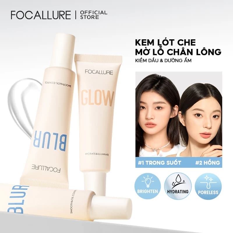 Kem lót FOCALLURE 25g trang điểm kiềm dầu nâng tông che lỗ chân lông làm mịn da