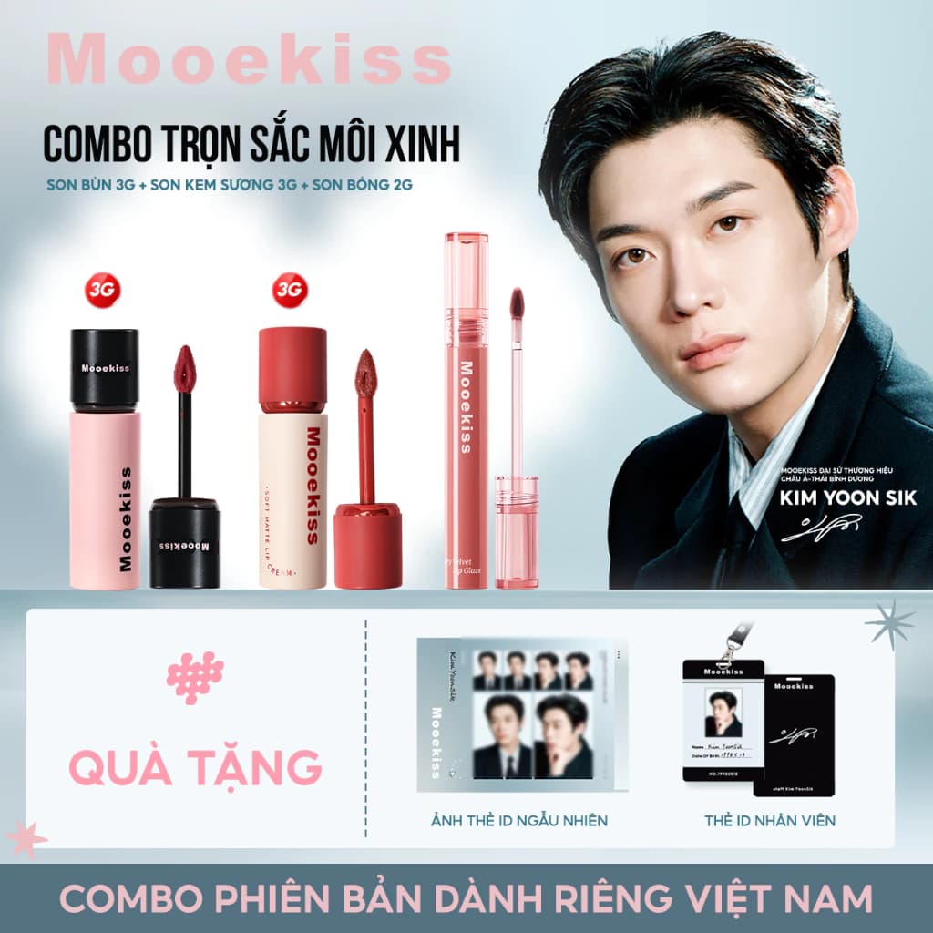 [KIM YOON SIK] BOX Son dưỡng môi mờ nhung gỗ Mooekiss, son môi mờ, làm trắng và dưỡng ẩm, son bóng 3g