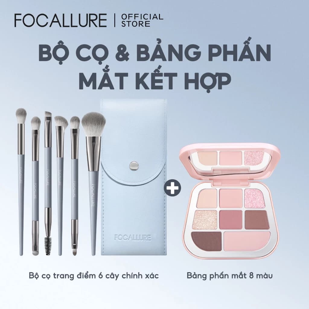 [MỚI] Bộ cọ trang điểm 6 mảnh FOCALLURE Precision + Bảng phấn mắt