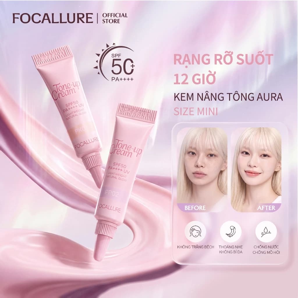 Kem dưỡng tông màu Aura FOCALLURE TOUCH SPF50 + PA + + +, thiết yếu phát sáng tất cả trong 1 hoàn toàn mới, mẫu 5g