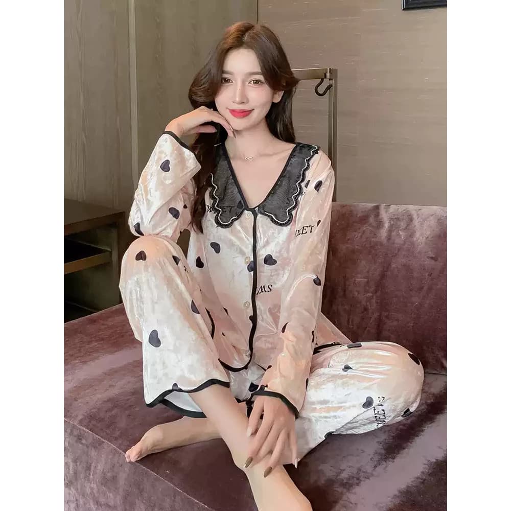 Bộ đồ ngủ mới nhất - Phong cách Hàn Quốc trưởng thành, dịu dàng - Ren gợi cảm - Áo tay dài + quần dài - Đồ ngủ tại nhà sang trọng - Mẫu hot bán chạy - Free ship ✅ Giao hàng trong ngày