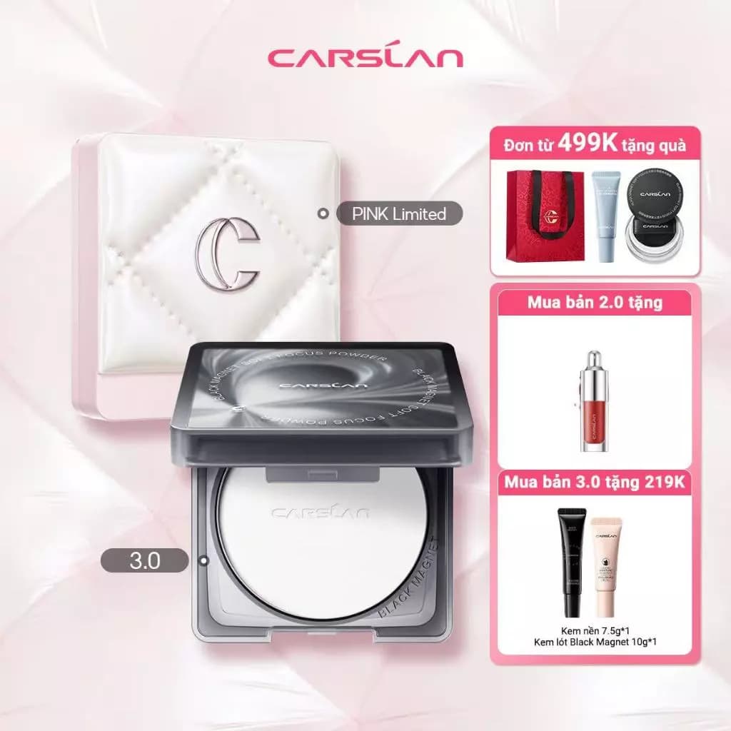 [KOL] Phấn Nén kiềm dầu Carslan Black Magnet Soft Mist 24h Phấn Phủ trang điểm Mềm Mại Lâu Trôi 8g