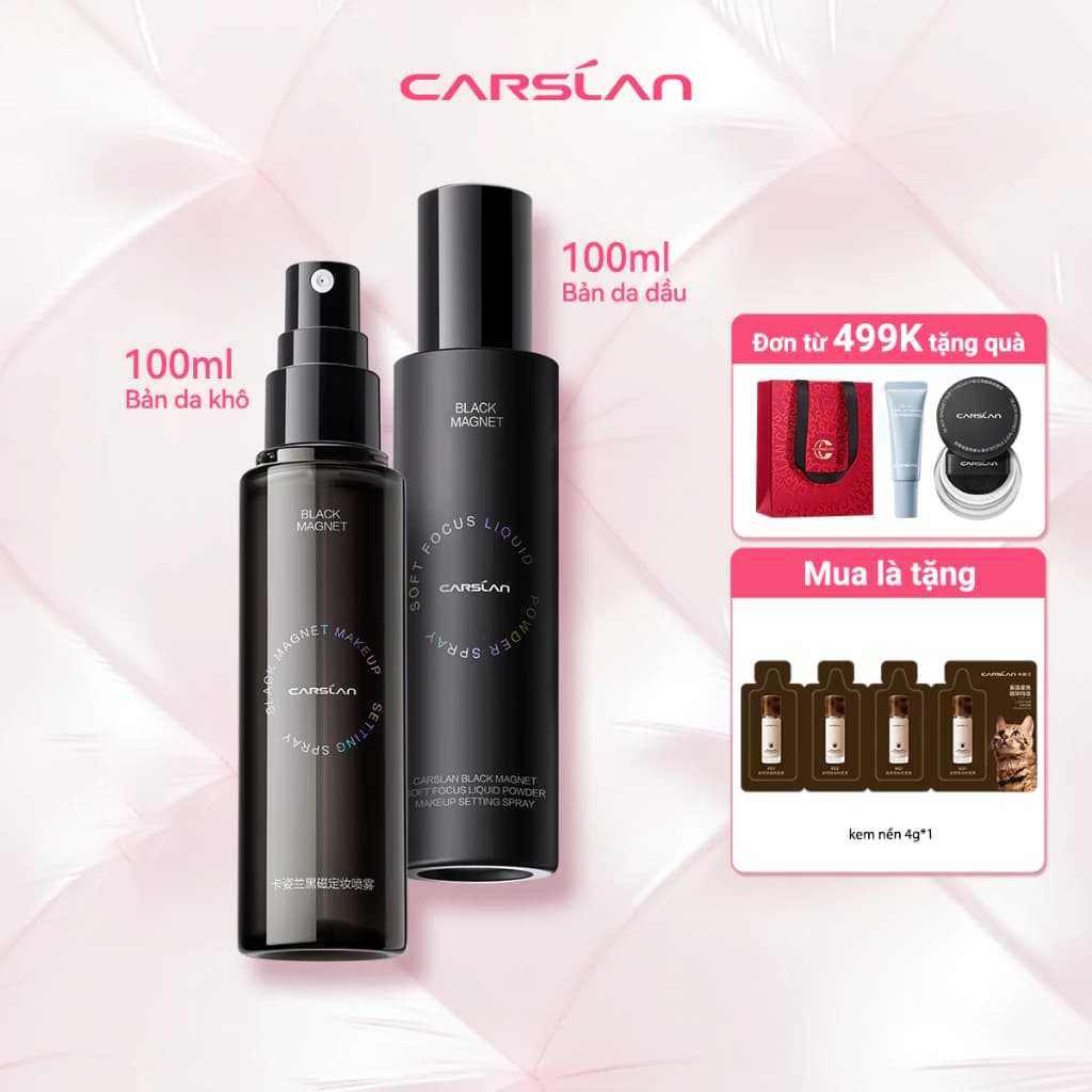 Xịt khoá nền trang điểm Carslan Nam Châm Đen Mềm Tập Trung Bột Lỏng Trang Xịt Kiểm Soát Dầu Lâu Dài Giữ Trang Điểm 24H 150ML