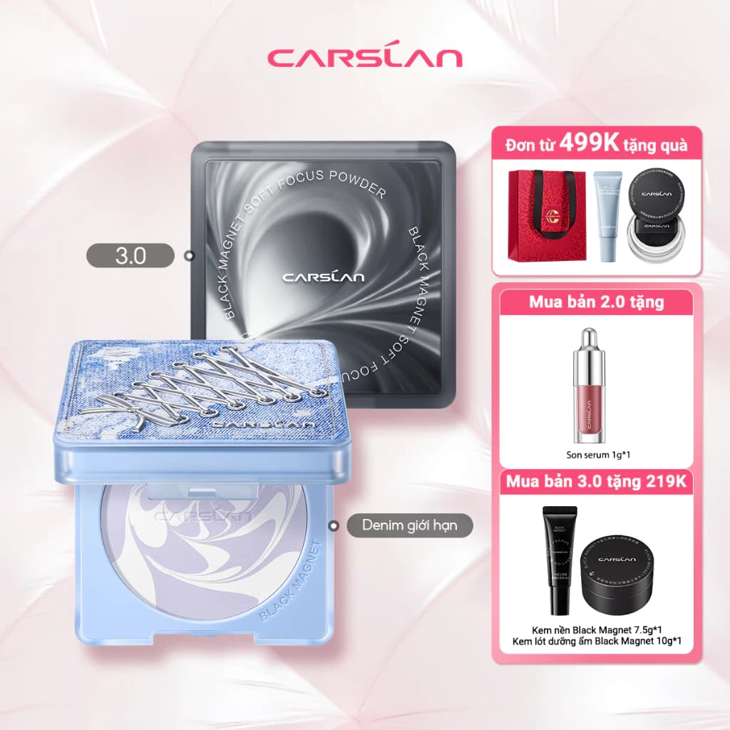 Phấn phủ nén Black Magnet CARSLAN lâu trôi kiềm dầu 24 giờ 8g