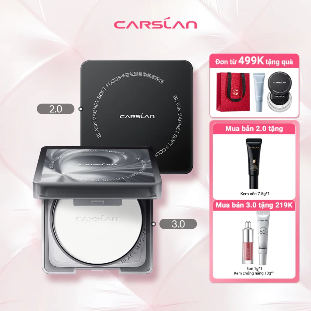 Phấn nén Black Magnet nam châm đen Carslan 2.0&3.0 Kiểm soát dầu lâu trôi 8g
