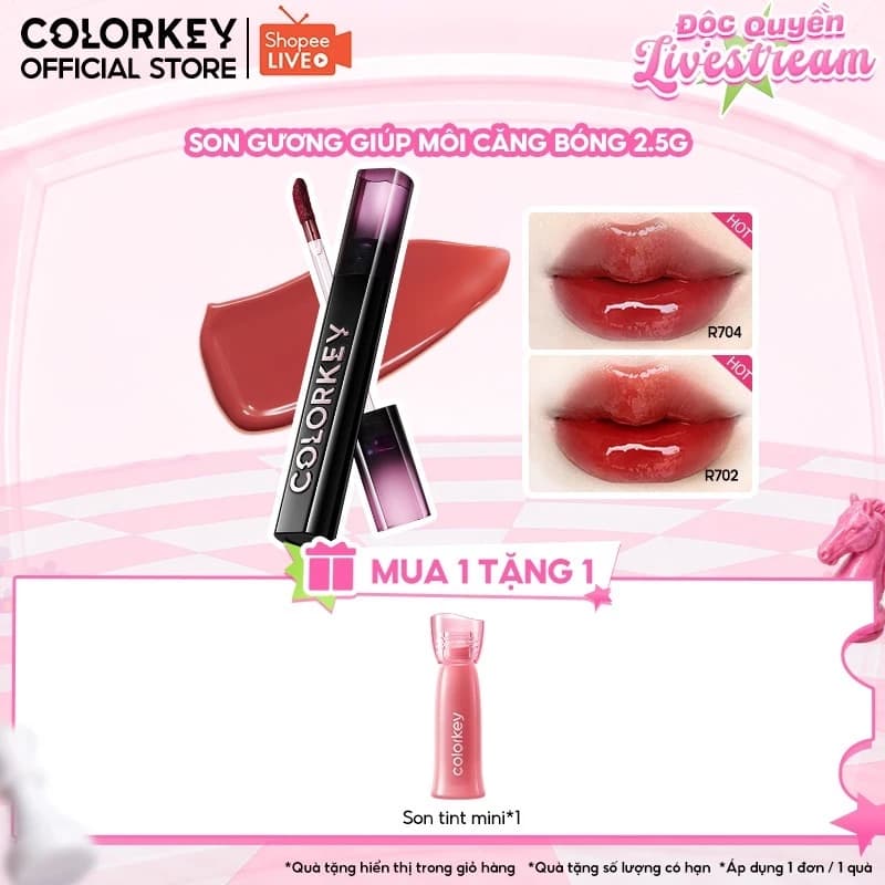 [KOL] Son Bóng COLORKEY, Gương Bóng Căng Mọng, Lâu Trôi, Son môi bóng 2.5g