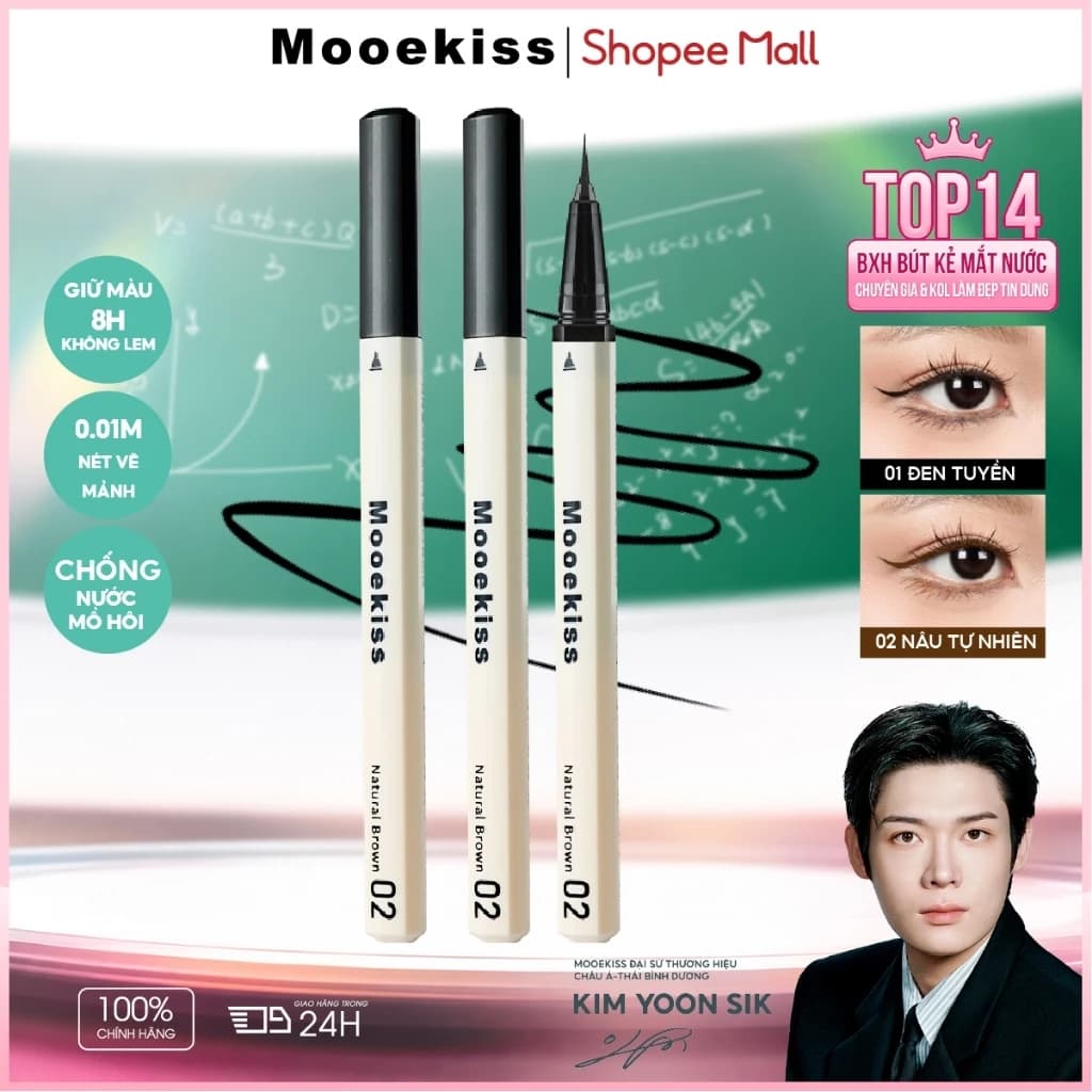 Kẻ Mắt Nước Mooekiss, Chống Nước Mồ Hôi, Không Lem, Giữ Màu Lâu, Nét Mảnh Sắc Nét 0.5ml, Chống Nước, Lâu Trôi, Không Lem, Khô Nhanh,Siêu Mảnh
