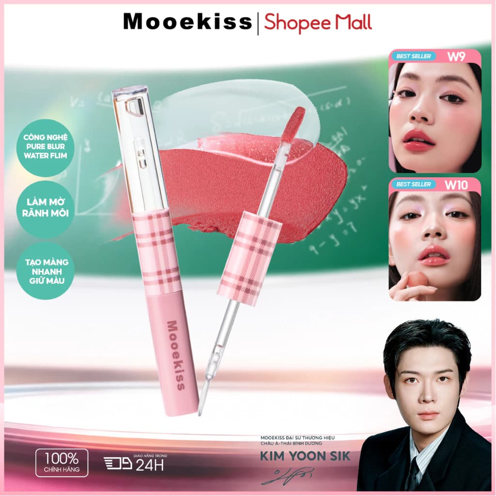 Mooekiss Son bóng hai đầu, Lip Mud, Không dễ dính vào Cup Son bóng, Son bóng dưỡng ẩm và dưỡng ẩm