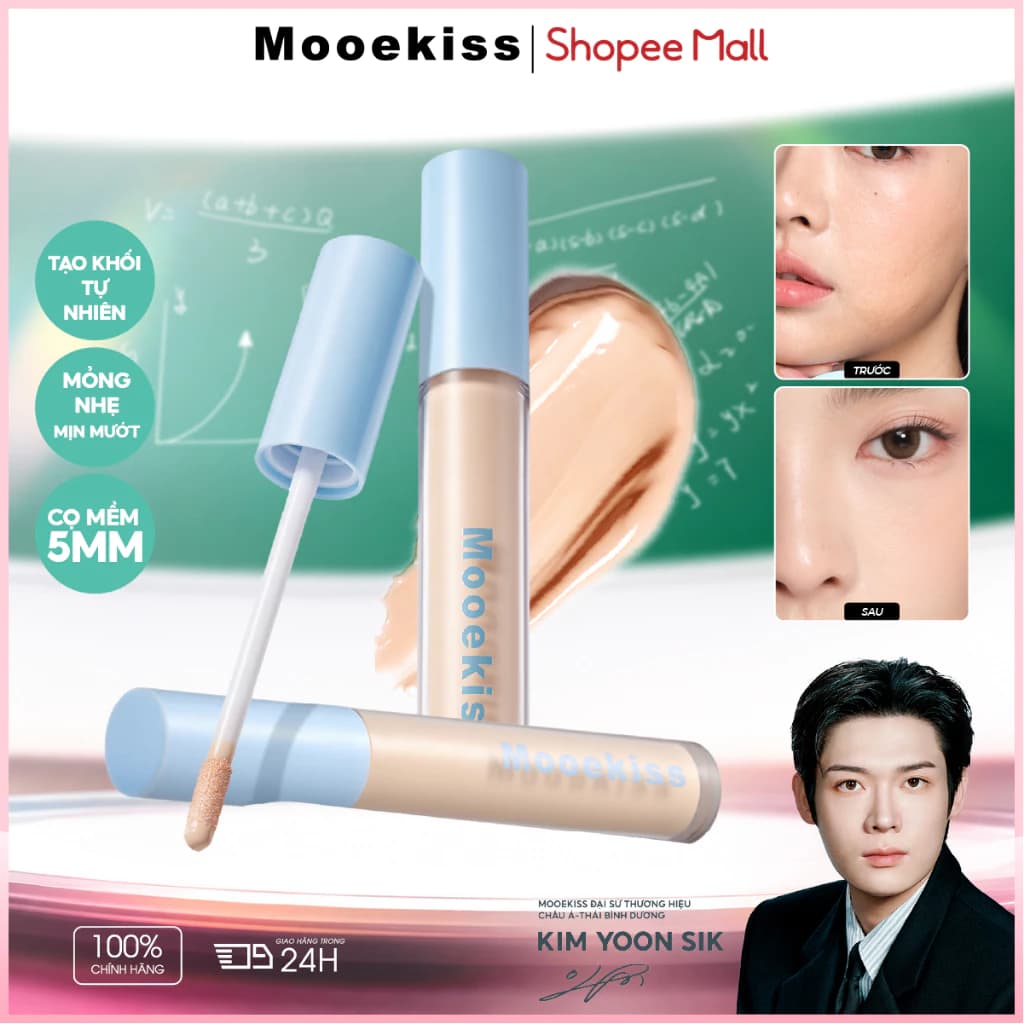 Kem Che Khuyết Điểm Mooekiss, Che Quầng Thâm & Mụn, Lâu Trôi, Dưỡng Ẩm, Không Mốc, Tự Nhiên [KIM YOON SIK]